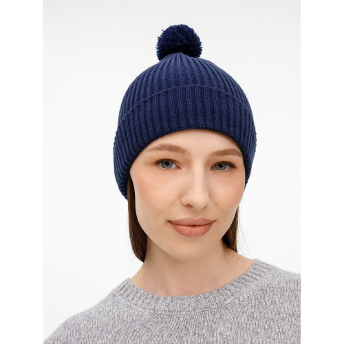 Шапка Catch Match с помпоном, темно-синяя
