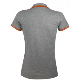 Рубашка поло женская Pasadena Women 200 с контрастной отделкой, серый меланж с оранжевым