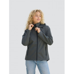 Куртка софтшелл с капюшоном женская Race Women, темно-серая