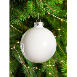 Елочный шар Finery Gloss, 10 см, глянцевый белый