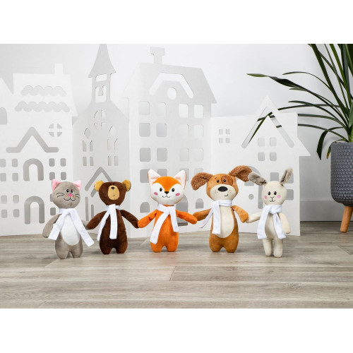 Мягкая игрушка Beastie Toys, заяц с белым шарфом