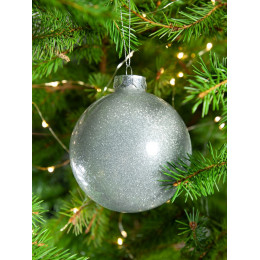 Елочный шар Finery Shine, 10 см, глянцевый серебристый с глиттером