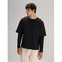 Футболка оверсайз с двойным рукавом Kosmos, черная