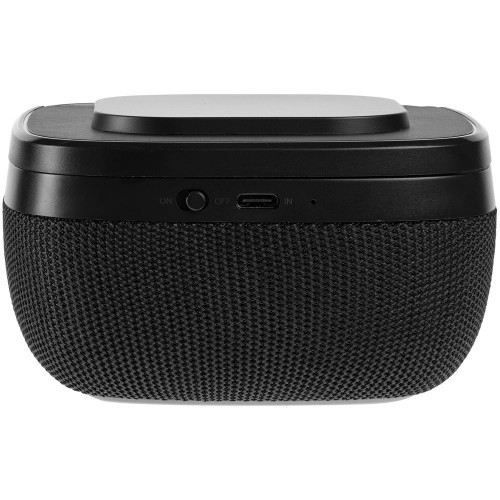 Колонка с беспроводной зарядкой Esca и подсветкой логотипа, черная