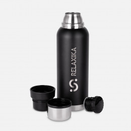 Термос Relaxika 1200 со стикерпаком, черный